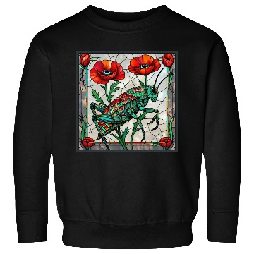 Discover Grasshopper cricket stained glass poppy flower Sweatshirts