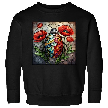 Discover Ladybug stained glass vibrant poppy flower insect Sweatshirts