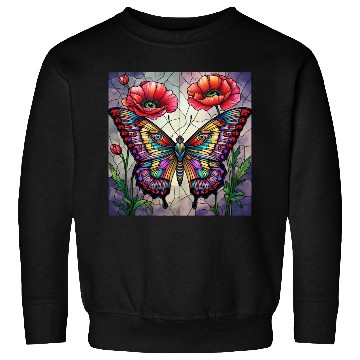 Discover Butterfly stained glass design vibrant poppy Sweatshirts