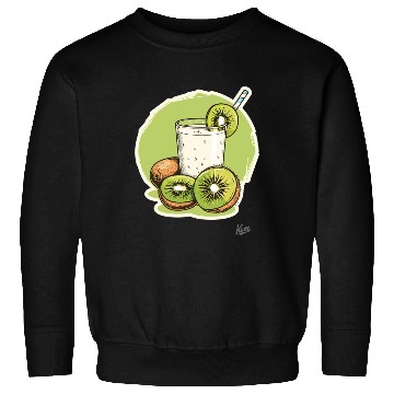 Discover Kiwi fruit and juice with straw illustration Sweatshirts