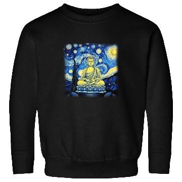 Discover Starry Night Buddha Zen Art Inspired by Van Gogh Sweatshirts