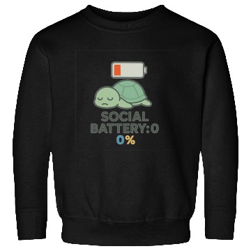 Discover Lowbat Turtle Social Battery 0% Sweatshirts