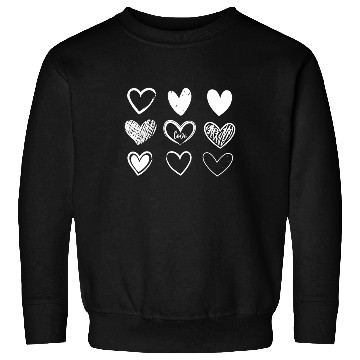 Discover Hand-Drawn White Hearts Sketch Collection Sweatshirts