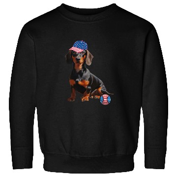 Discover Dachshund dog baseball lover us flag Sweatshirts