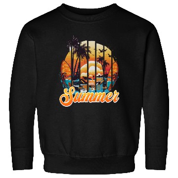 Discover Sunset Beach Surfer Vacation Scene Sweatshirts