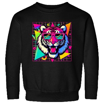 Discover Cool Retro Tiger with Neon Sunglasses  Sweatshirts