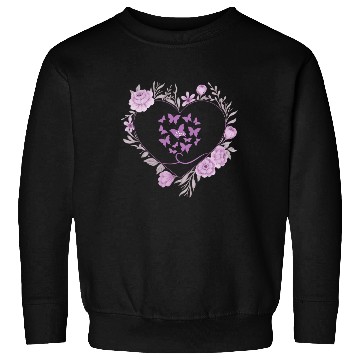 Discover heart with roes frams and butterflies Sweatshirts