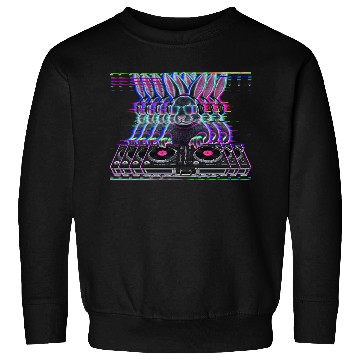 Discover Cyberpunk Neon Beat DJ Rabbit Sweatshirts