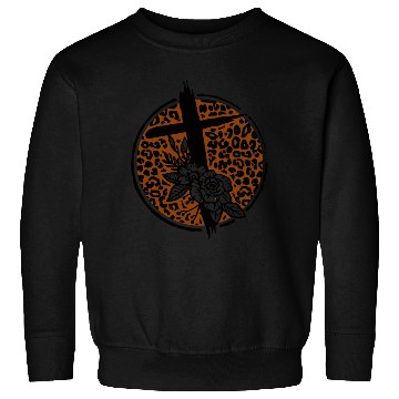 Discover Leopard Print Cross with Flowers Sweatshirts