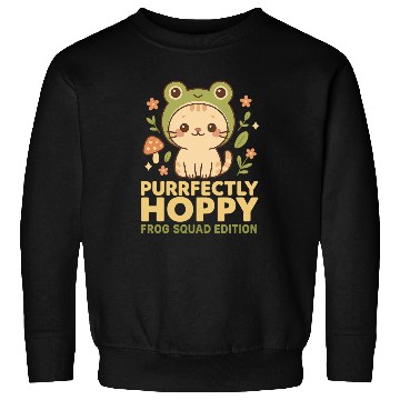 Discover Cute Frog and Cat Purrfectly Hoppy Design Sweatshirts