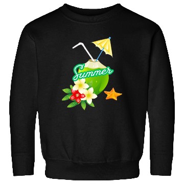 Discover Tropical Summer Coconut with Flowers Sweatshirts