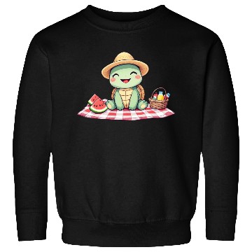 Discover Whimsical Picnic Turtle Illustration Sweatshirts