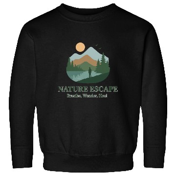 Discover Serene Mountain Nature Escape Design Sweatshirts