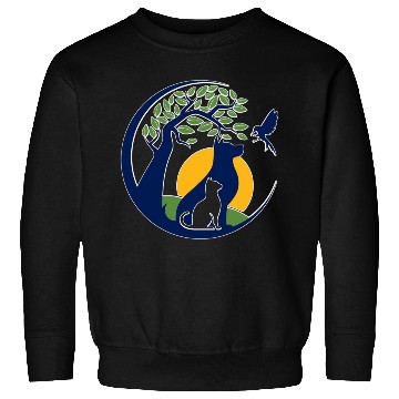 Discover Serene Wilderness Canine and Feline Scene Sweatshirts