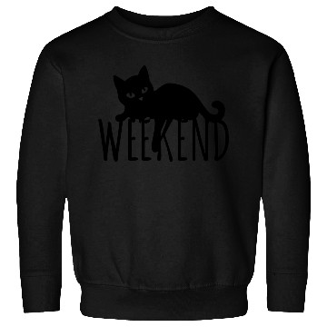 Discover Black Cat Silhouette with Weekend Text Sweatshirts