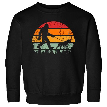 Discover Bigfoot Running Dog Sunset Retro Sweatshirts