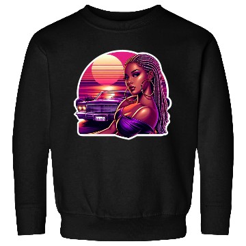 Discover Vivid Retro Sunset Portrait with Classic Car Sweatshirts