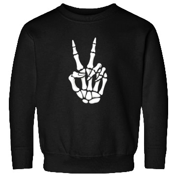 Discover Skeleton Hand Peace Sign Cool Halloween Sweatshirts