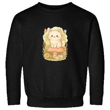 Discover Kawaii Cottagecore Mushroom Cat Sweatshirts