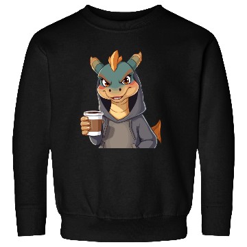 Discover Dragon Character in Cozy Sweatshirts with Coffee