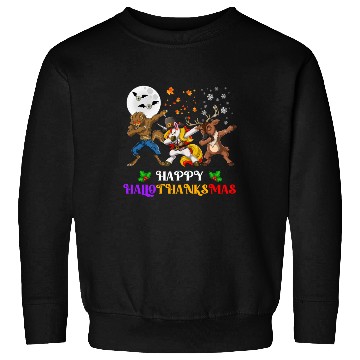 Discover Happy Hallothanksmas Dabbing werewolf Unicorn Deer Sweatshirts