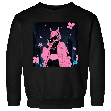 Discover Neon Sakura Night Streetwear Design Sweatshirts