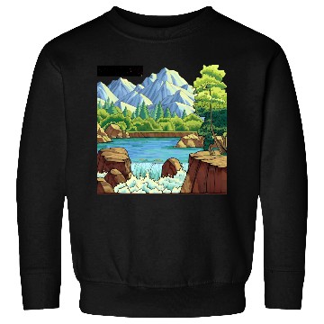 Discover Serene Mountain River Landscape Sweatshirts