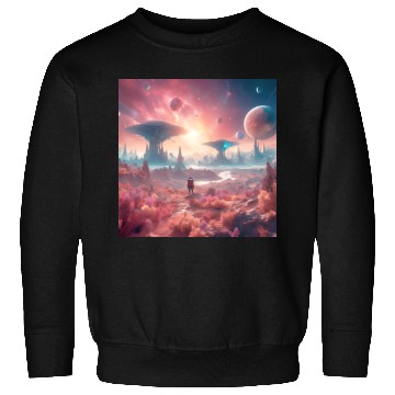Discover Alien Planet Explorer in Surreal Landscape Sweatshirts