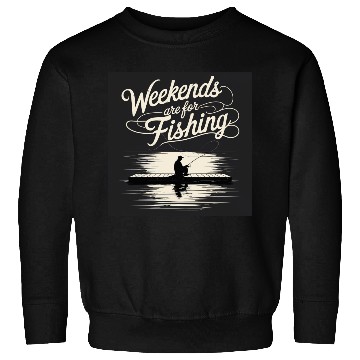 Discover Weekend Fishing Silhouette Design Sweatshirts
