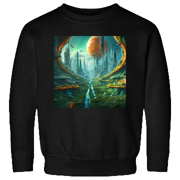 Discover Futuristic Urban Landscape with Alien Sky Sweatshirts