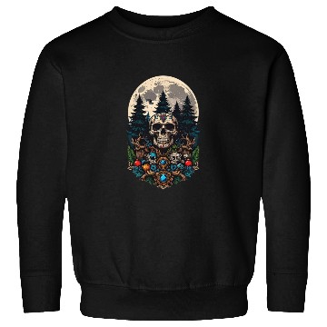 Discover Skull & Forest Moon Design - Gothic Nature Artwork Sweatshirts