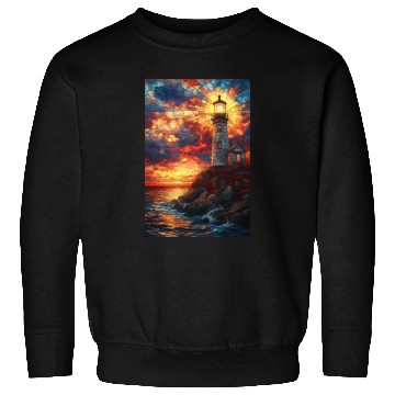 Discover Stained Glass Lighthouse Sunset Sweatshirts