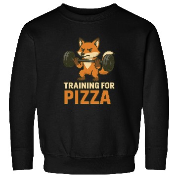 Discover Funny Gym Sweatshirts Training for Pizza Workout Fox