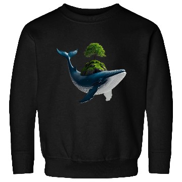 Discover Whimsical Whale with Island and Tree Sweatshirts