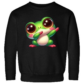 Discover Cute frog dab dance gamer chibi cartoon kawaii Sweatshirts