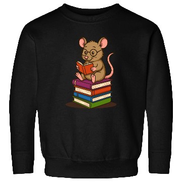 Discover Bookworm with Glasses and Stack of Books Sweatshirts