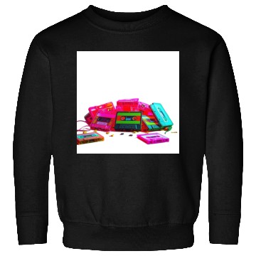 Discover Vibrant Retro Cassette Tape Pattern Sweatshirts