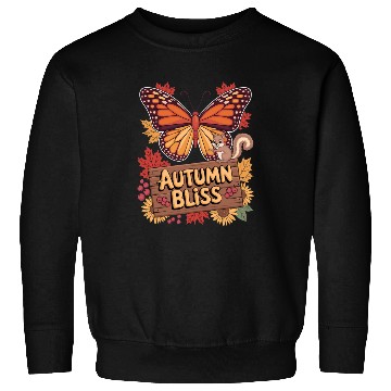 Discover Autumn Bliss Butterfly Squirrel Leaves Fall Vibes Sweatshirts