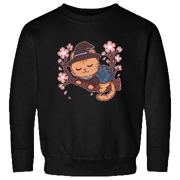 Discover Kawaii Wizard Cat Sleeping on Sakura Tree – Magic  Sweatshirts