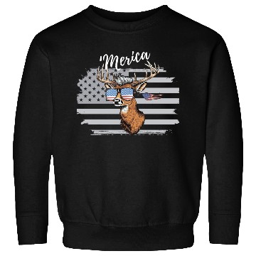 Discover 'Merica Deer with mullet American Flag Sunglasses Sweatshirts