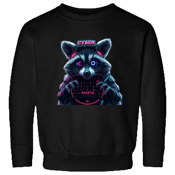 Discover Cyber Raccoon with Neon Mafia Theme Sweatshirts