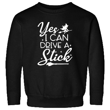 Discover Whimsical Witch Riding Stick Figure Design Sweatshirts