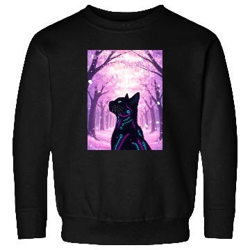 Discover Midnight Cyber Cat | Pink Cherry Blossom Forest Sweatshirts