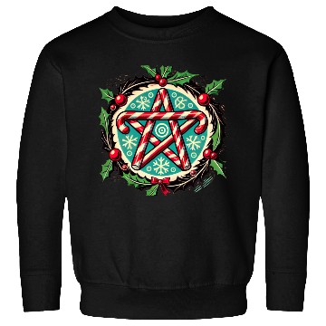 Discover Yule Pentacle with Candy Canes Pagan Holiday Desig Sweatshirts