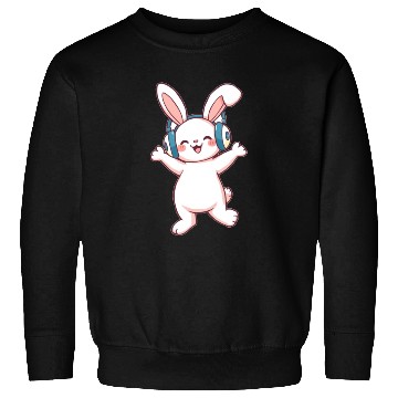 Discover Joyful Bunny with Headphones Sweatshirts