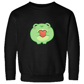 Discover Green Frog Holds a Heart Sticker Sweatshirts