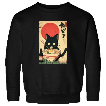 Discover Ramen Cat Retro Poster Sweatshirts