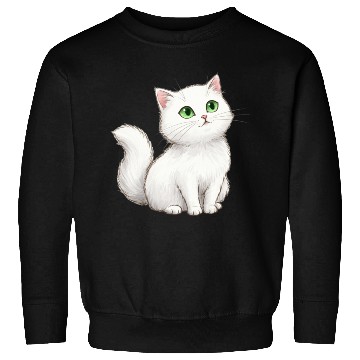 Discover Elegant White Cat with Green Eyes Sweatshirts
