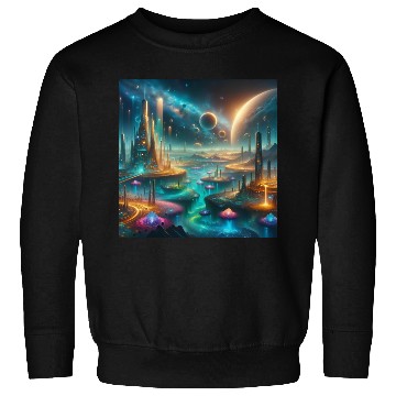 Discover Futuristic Alien Landscape Design Fantasy Sci-Fi Sweatshirts