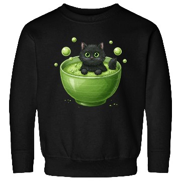 Discover Black Cat in Green Tea Bubble Bath Sweatshirts